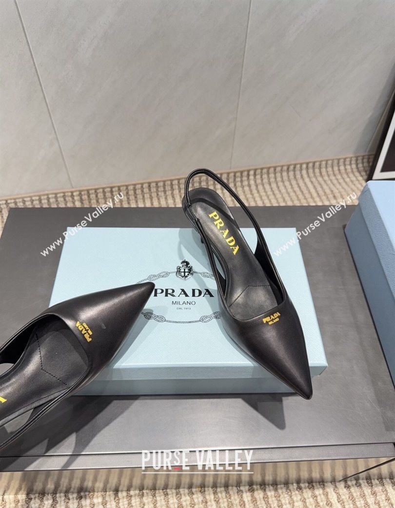 Prada Leather Slingbacks Pump 5.5cm Black 2025 PR120503 (MD-251205055)