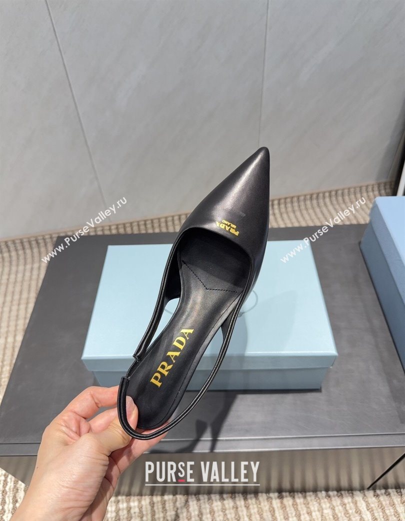 Prada Leather Slingbacks Pump 5.5cm Black 2025 PR120503 (MD-251205055)