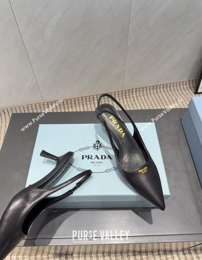 Prada Leather Slingbacks Pump 5.5cm Black 2025 PR120503 (MD-251205055)