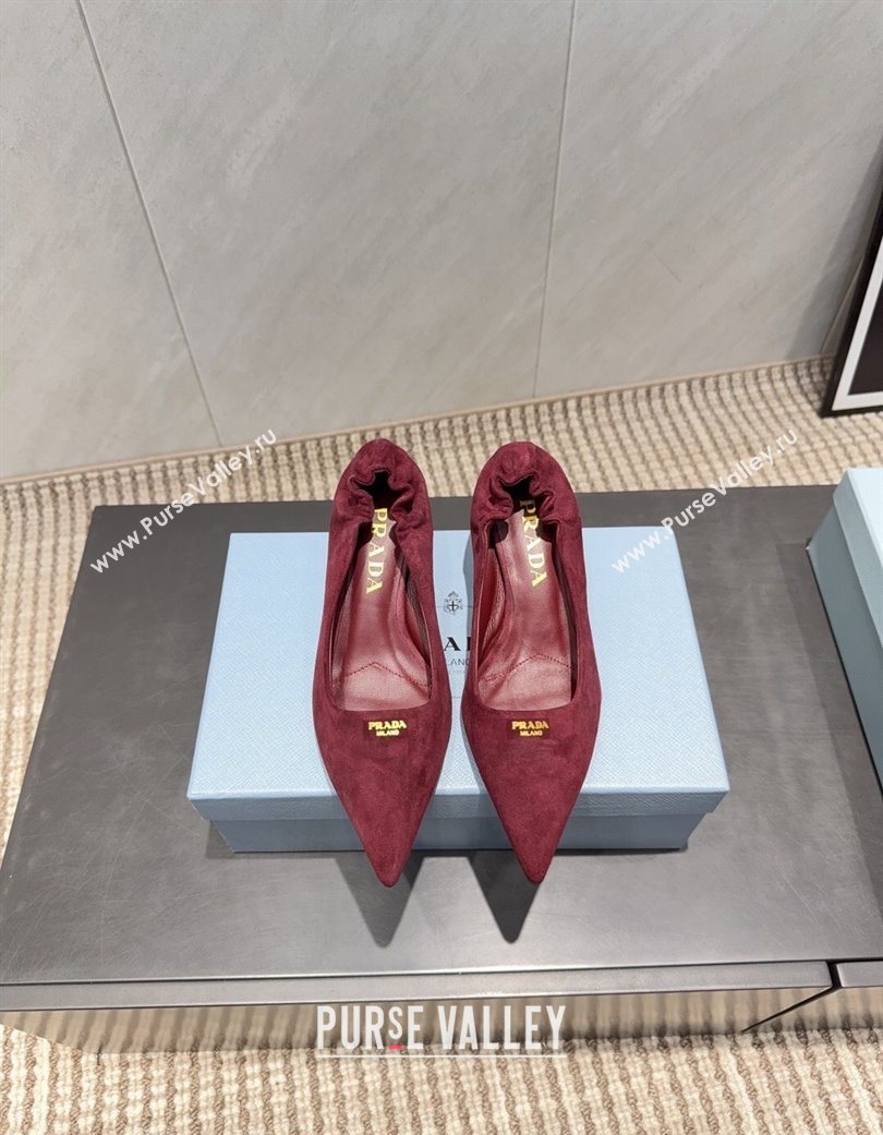 Prada Suede Elastic Heel Pumps 5.5cm Red 2025 1I188O (MD-251205042)