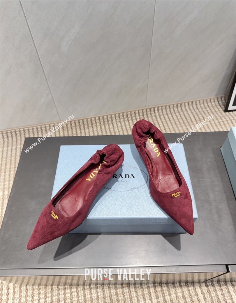 Prada Suede Elastic Heel Pumps 5.5cm Red 2025 1I188O (MD-251205042)