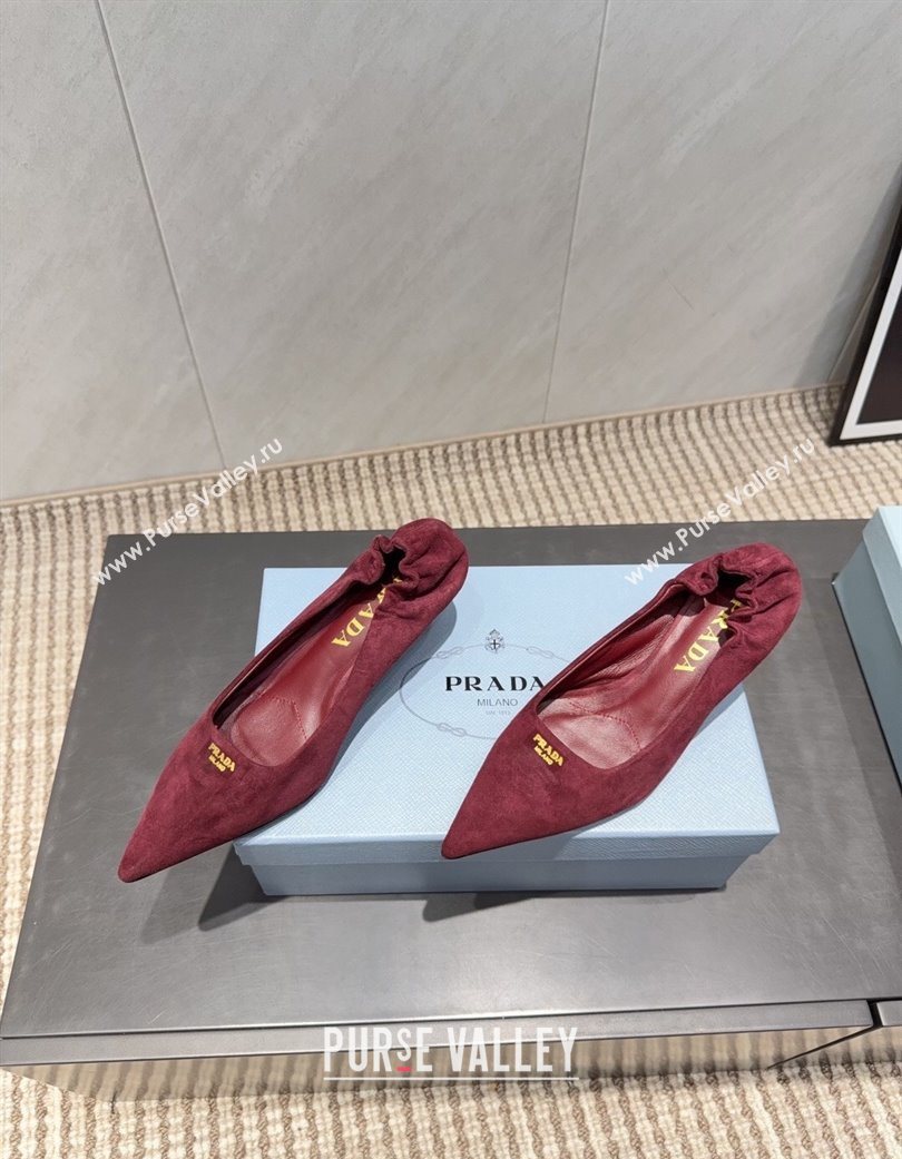 Prada Suede Elastic Heel Pumps 5.5cm Red 2025 1I188O (MD-251205042)