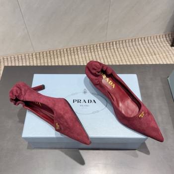 Prada Suede Elastic Heel Pumps 5.5cm Red 2025 1I188O (MD-251205042)