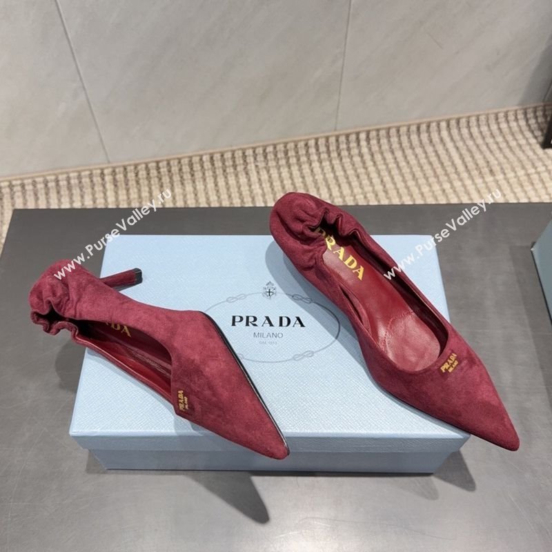 Prada Suede Elastic Heel Pumps 5.5cm Red 2025 1I188O (MD-251205042)