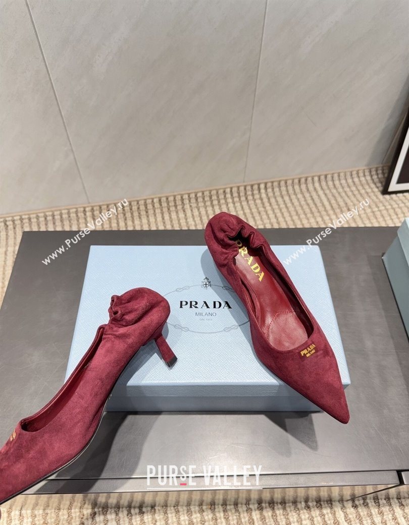 Prada Suede Elastic Heel Pumps 5.5cm Red 2025 1I188O (MD-251205042)