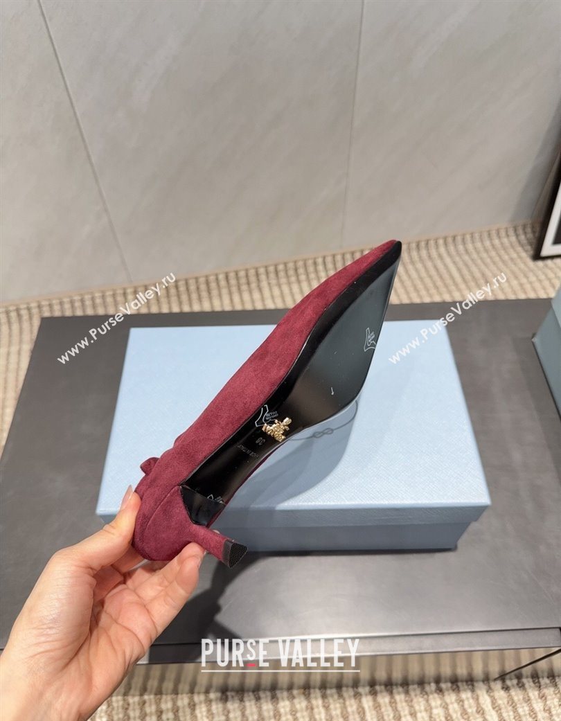 Prada Suede Elastic Heel Pumps 5.5cm Red 2025 1I188O (MD-251205042)
