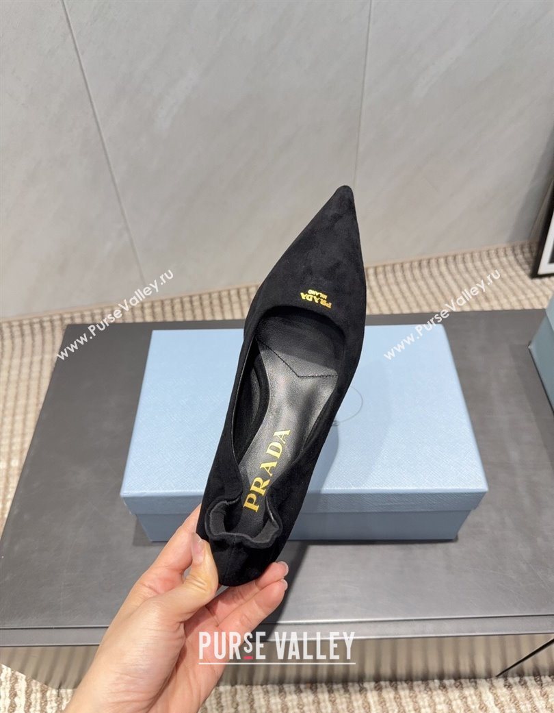 Prada Suede Elastic Heel Pumps 5.5cm Black 2025 1I188O (MD-251205043)