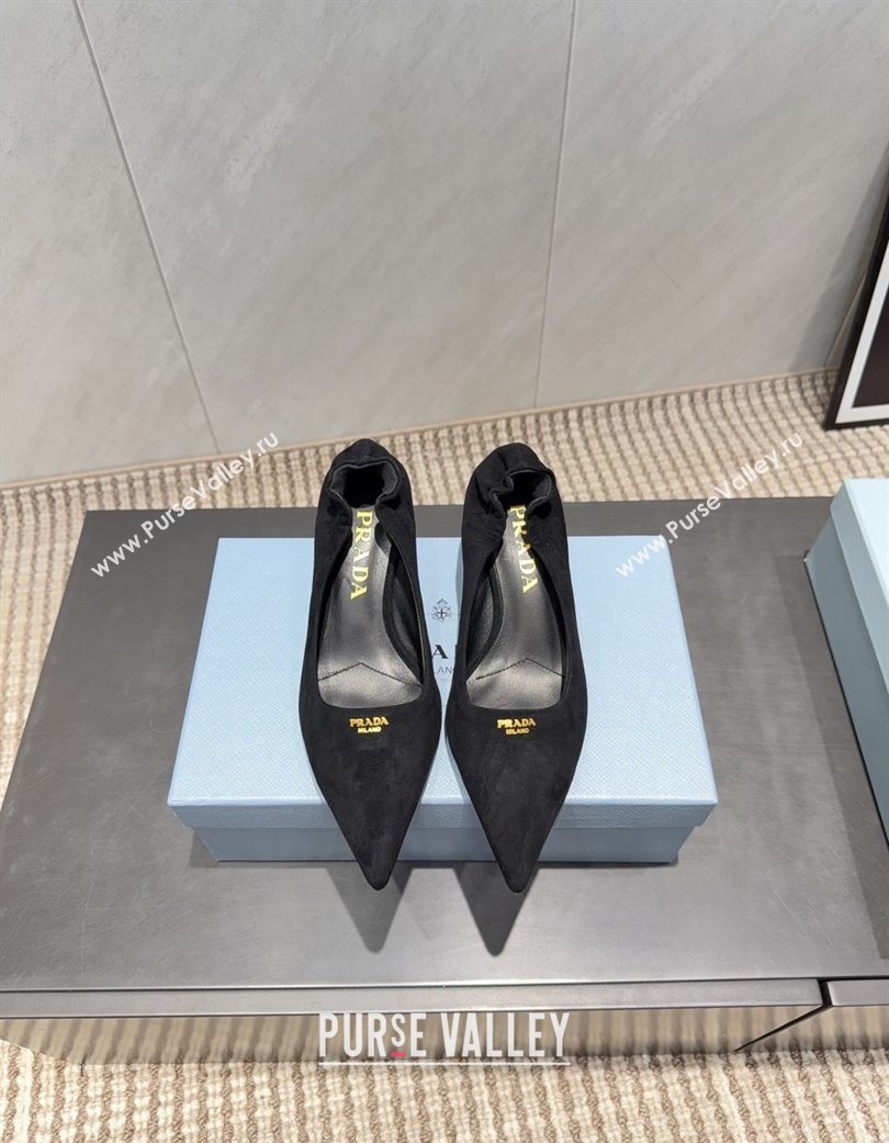 Prada Suede Elastic Heel Pumps 5.5cm Black 2025 1I188O (MD-251205043)