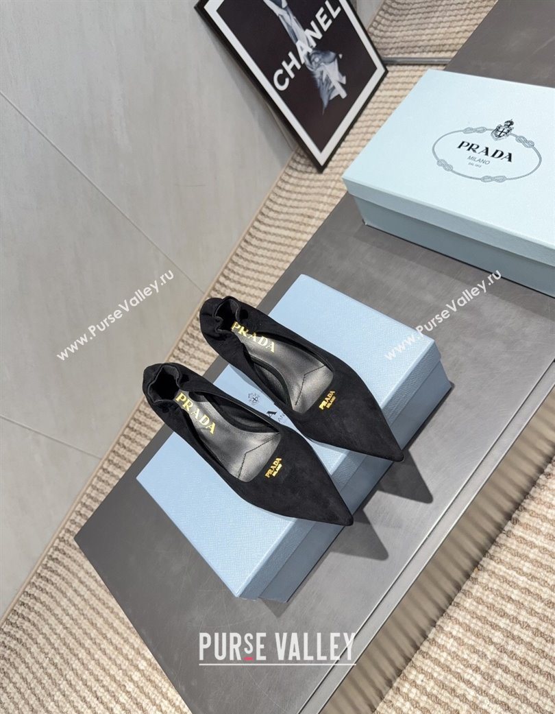 Prada Suede Elastic Heel Pumps 5.5cm Black 2025 1I188O (MD-251205043)