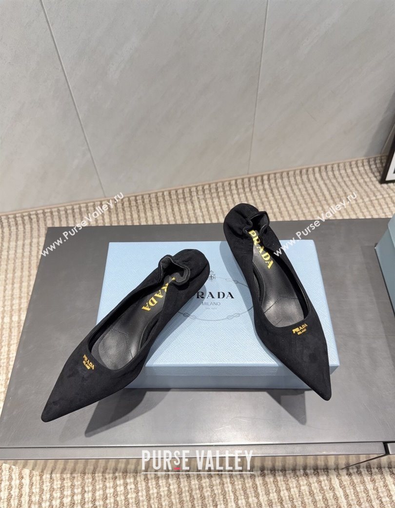 Prada Suede Elastic Heel Pumps 5.5cm Black 2025 1I188O (MD-251205043)