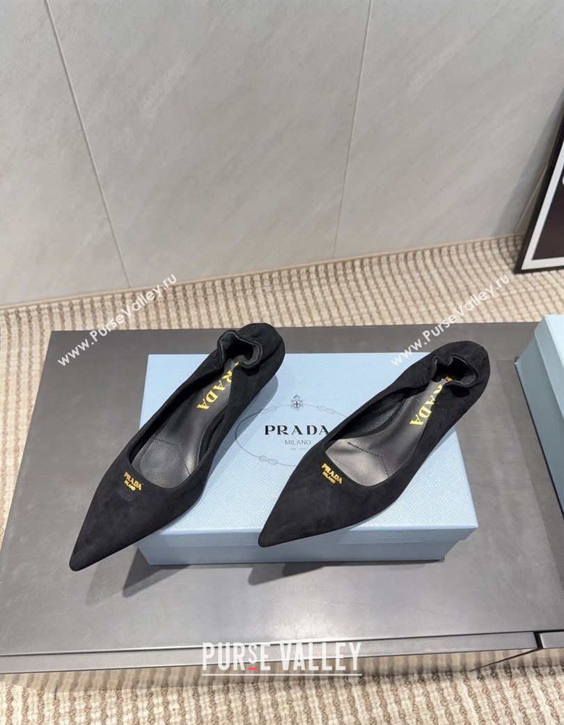 Prada Suede Elastic Heel Pumps 5.5cm Black 2025 1I188O (MD-251205043)