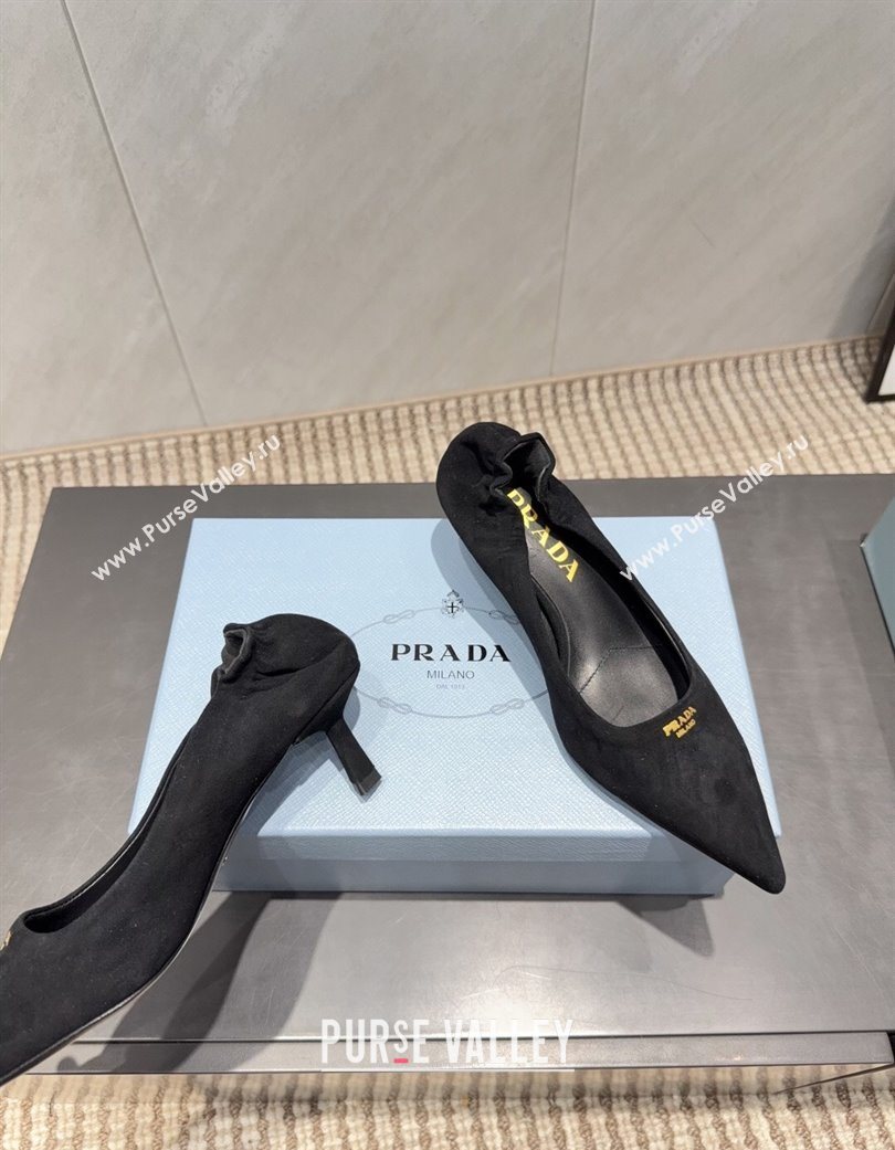 Prada Suede Elastic Heel Pumps 5.5cm Black 2025 1I188O (MD-251205043)