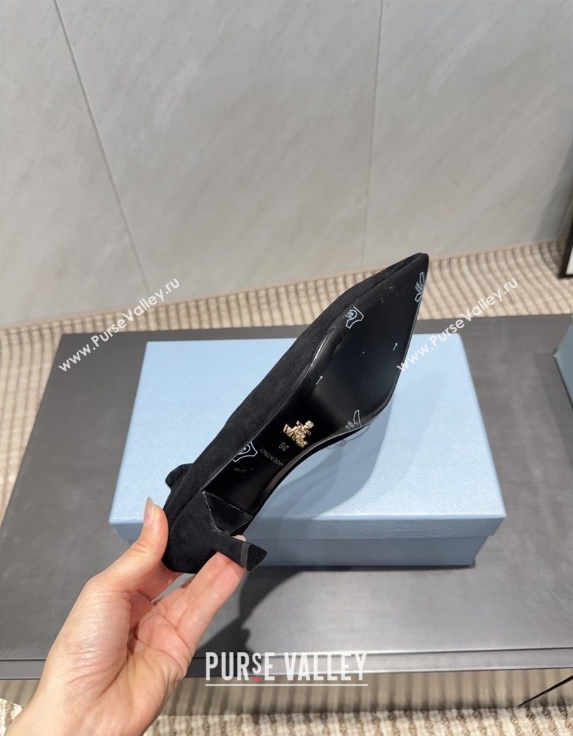 Prada Suede Elastic Heel Pumps 5.5cm Black 2025 1I188O (MD-251205043)