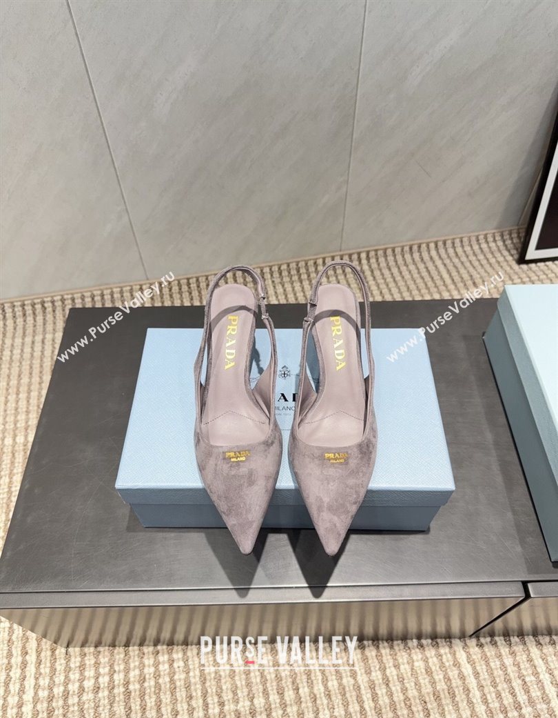 Prada Suede Slingbacks Pump 5.5cm Grey 2025 PR120503 (MD-251205056)
