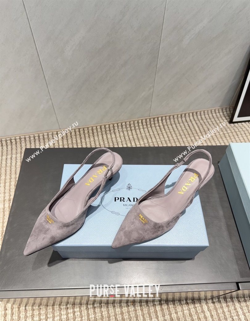 Prada Suede Slingbacks Pump 5.5cm Grey 2025 PR120503 (MD-251205056)