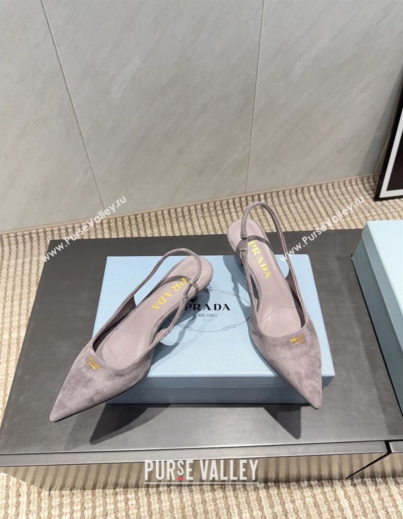 Prada Suede Slingbacks Pump 5.5cm Grey 2025 PR120503 (MD-251205056)