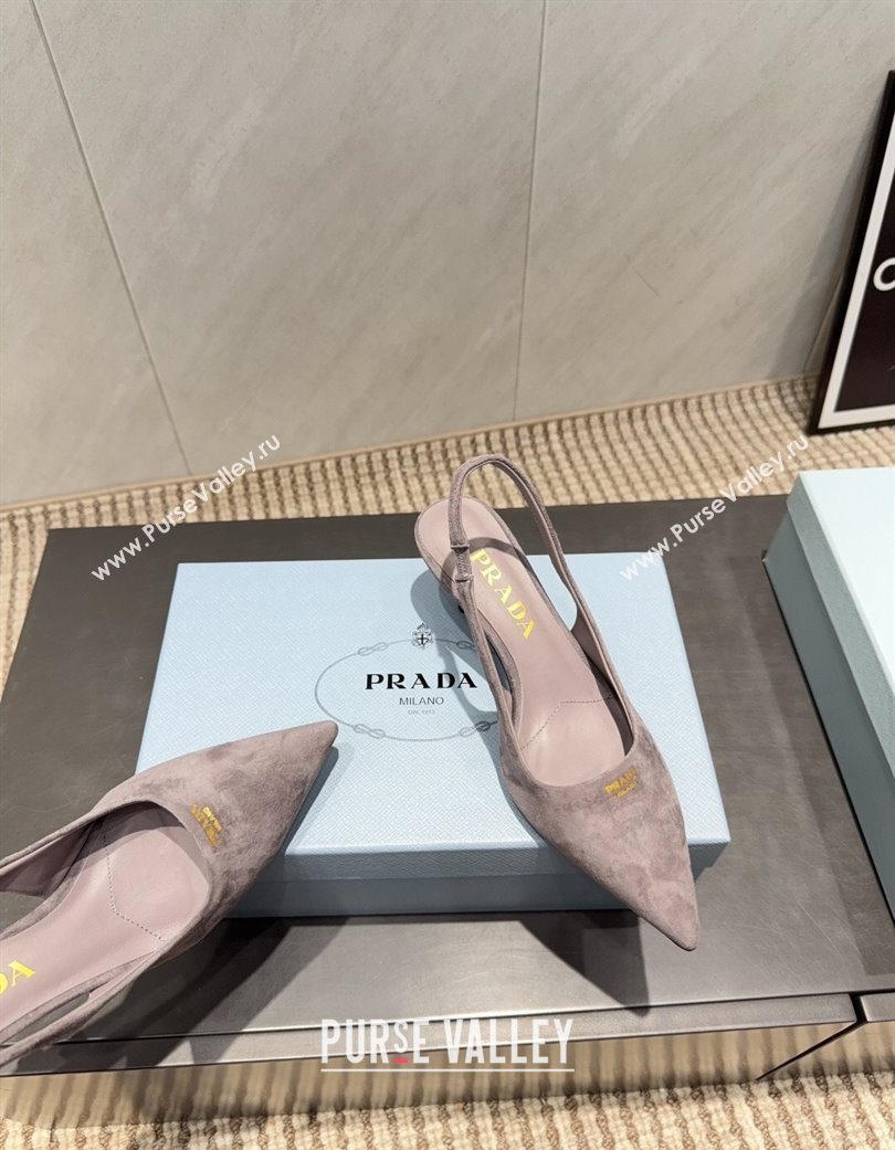 Prada Suede Slingbacks Pump 5.5cm Grey 2025 PR120503 (MD-251205056)