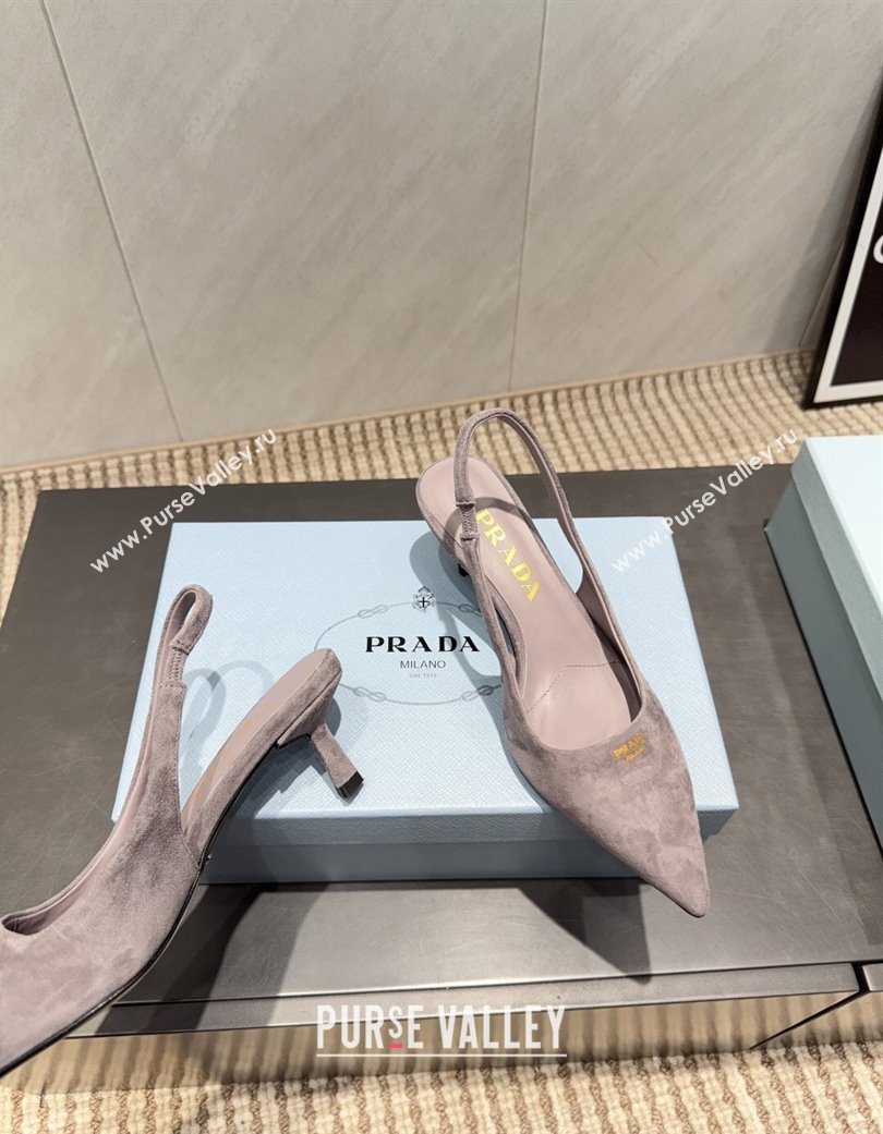 Prada Suede Slingbacks Pump 5.5cm Grey 2025 PR120503 (MD-251205056)