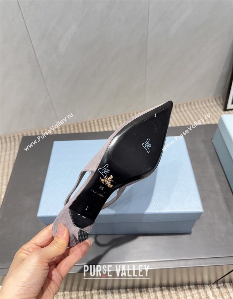 Prada Suede Slingbacks Pump 5.5cm Grey 2025 PR120503 (MD-251205056)