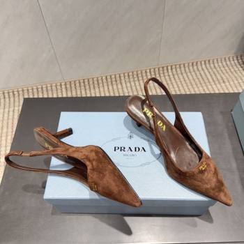 Prada Suede Slingbacks Pump 5.5cm Brown 2025 PR120503 (MD-251205057)
