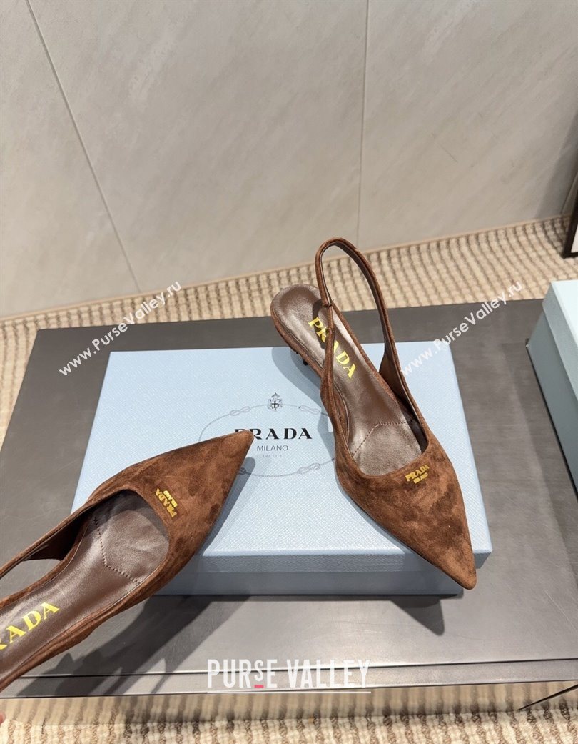 Prada Suede Slingbacks Pump 5.5cm Brown 2025 PR120503 (MD-251205057)