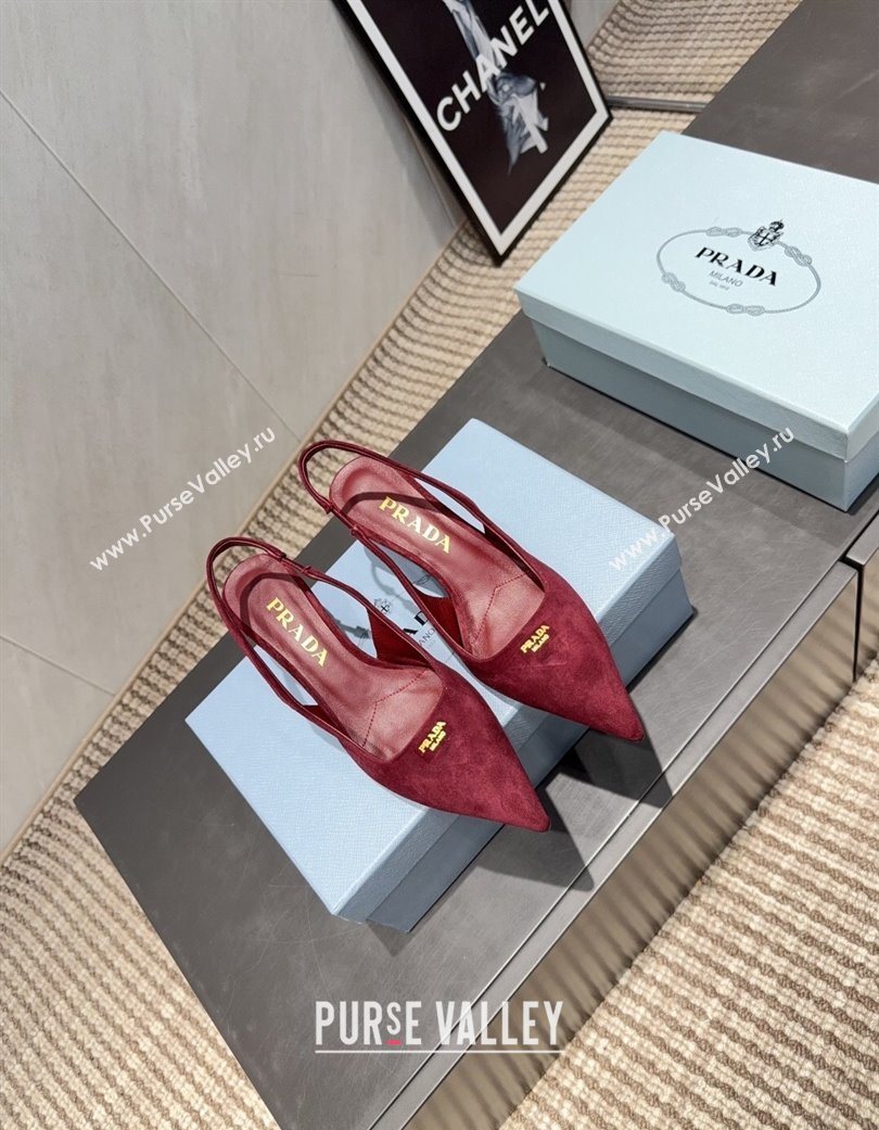 Prada Suede Slingbacks Pump 5.5cm Red 2025 PR120503 (MD-251205058)