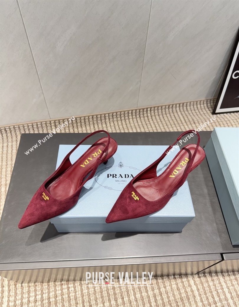 Prada Suede Slingbacks Pump 5.5cm Red 2025 PR120503 (MD-251205058)