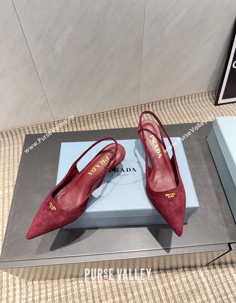 Prada Suede Slingbacks Pump 5.5cm Red 2025 PR120503 (MD-251205058)
