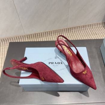 Prada Suede Slingbacks Pump 5.5cm Red 2025 PR120503 (MD-251205058)