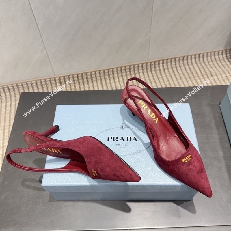 Prada Suede Slingbacks Pump 5.5cm Red 2025 PR120503 (MD-251205058)
