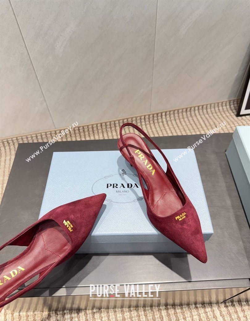 Prada Suede Slingbacks Pump 5.5cm Red 2025 PR120503 (MD-251205058)
