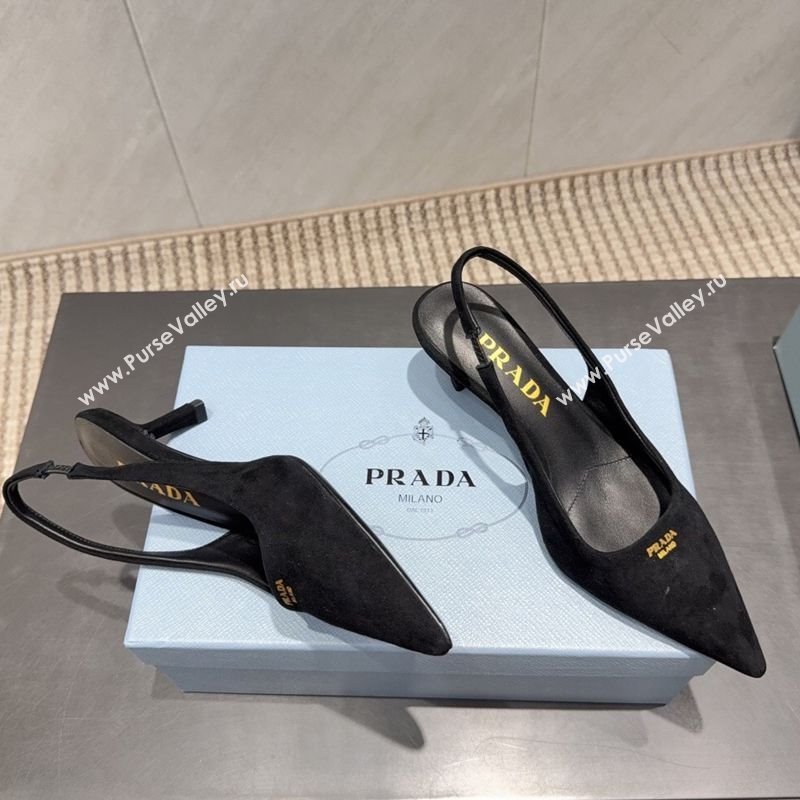 Prada Suede Slingbacks Pump 5.5cm Black 2025 PR120503 (MD-251205059)