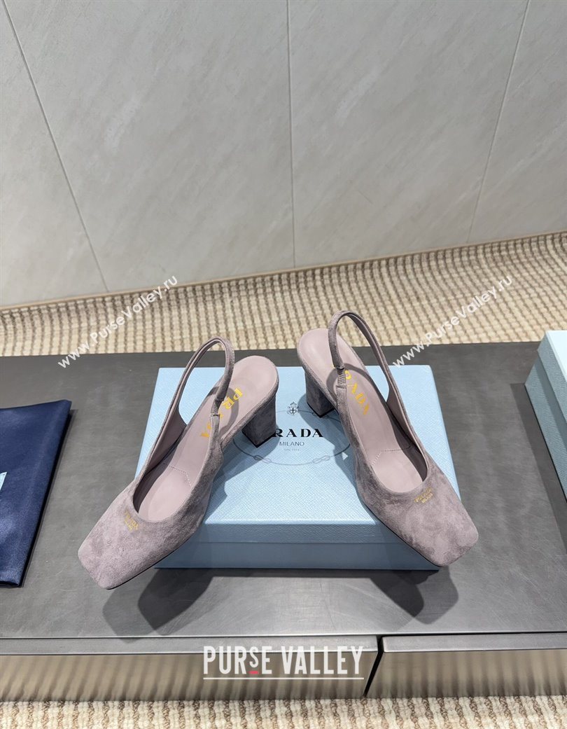 Prada Suede high heel slingbacks pump 8.5cm Grey 2025 1I838N (MD-251205060)