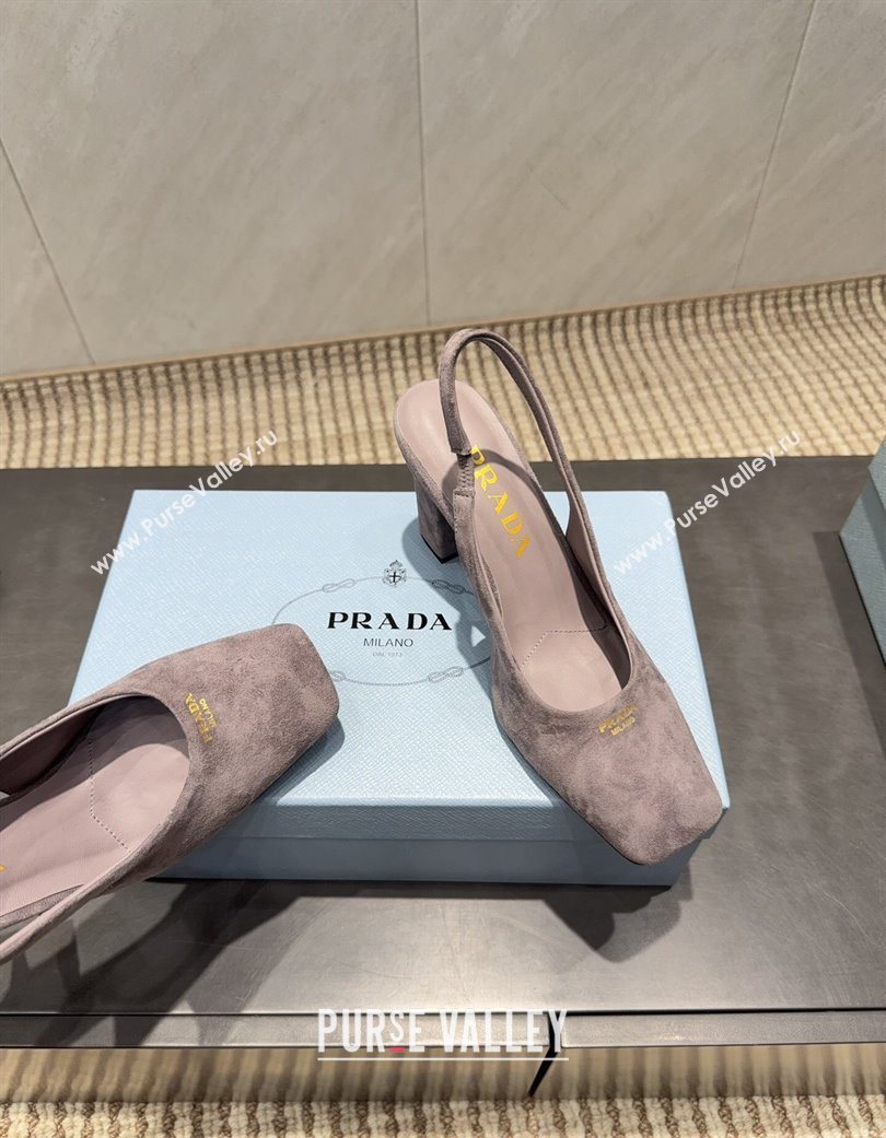 Prada Suede high heel slingbacks pump 8.5cm Grey 2025 1I838N (MD-251205060)