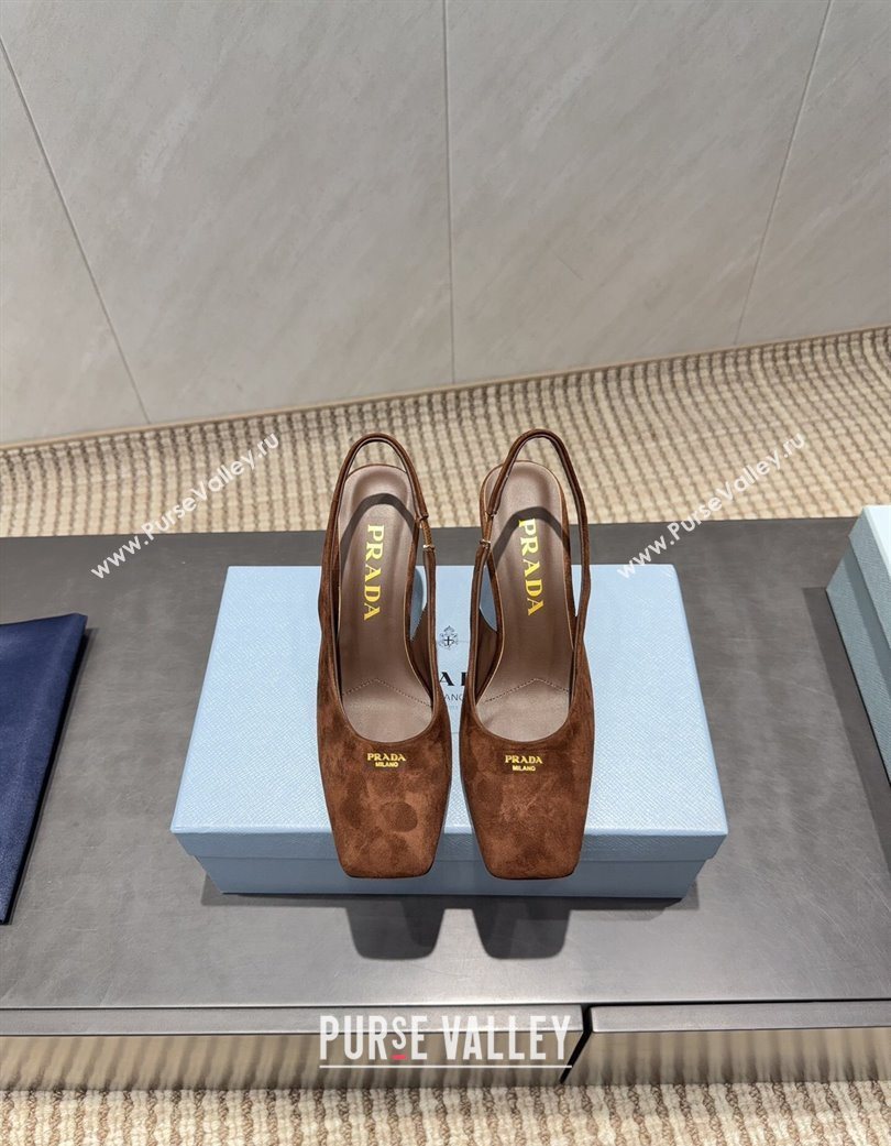 Prada Suede high heel slingbacks pump 8.5cm Brown 2025 1I838N (MD-251205061)