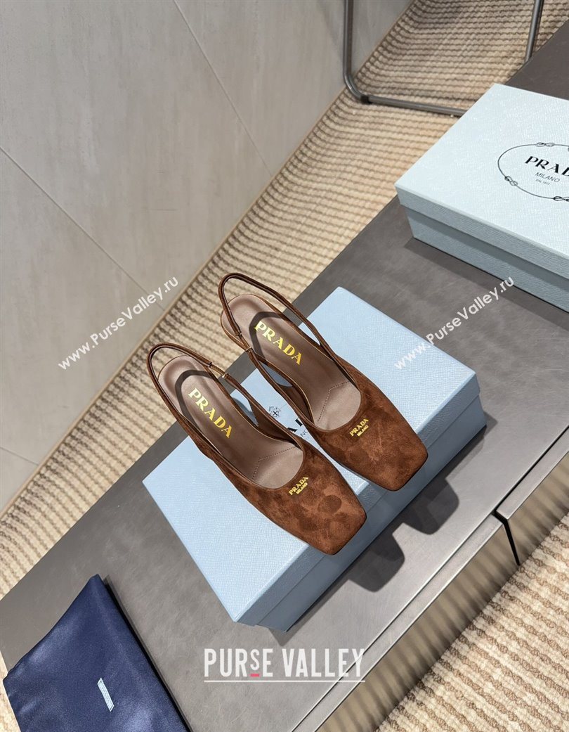 Prada Suede high heel slingbacks pump 8.5cm Brown 2025 1I838N (MD-251205061)