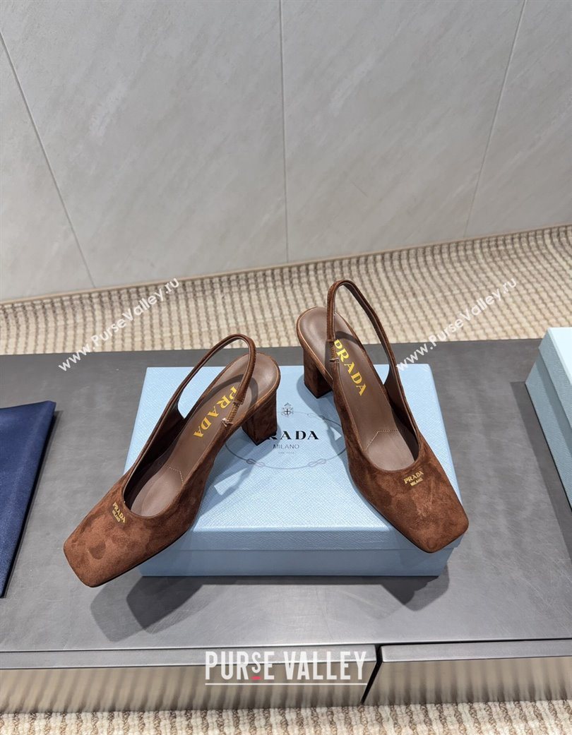Prada Suede high heel slingbacks pump 8.5cm Brown 2025 1I838N (MD-251205061)