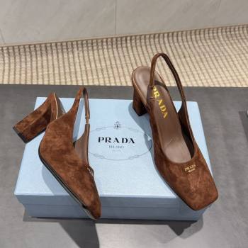 Prada Suede high heel slingbacks pump 8.5cm Brown 2025 1I838N (MD-251205061)