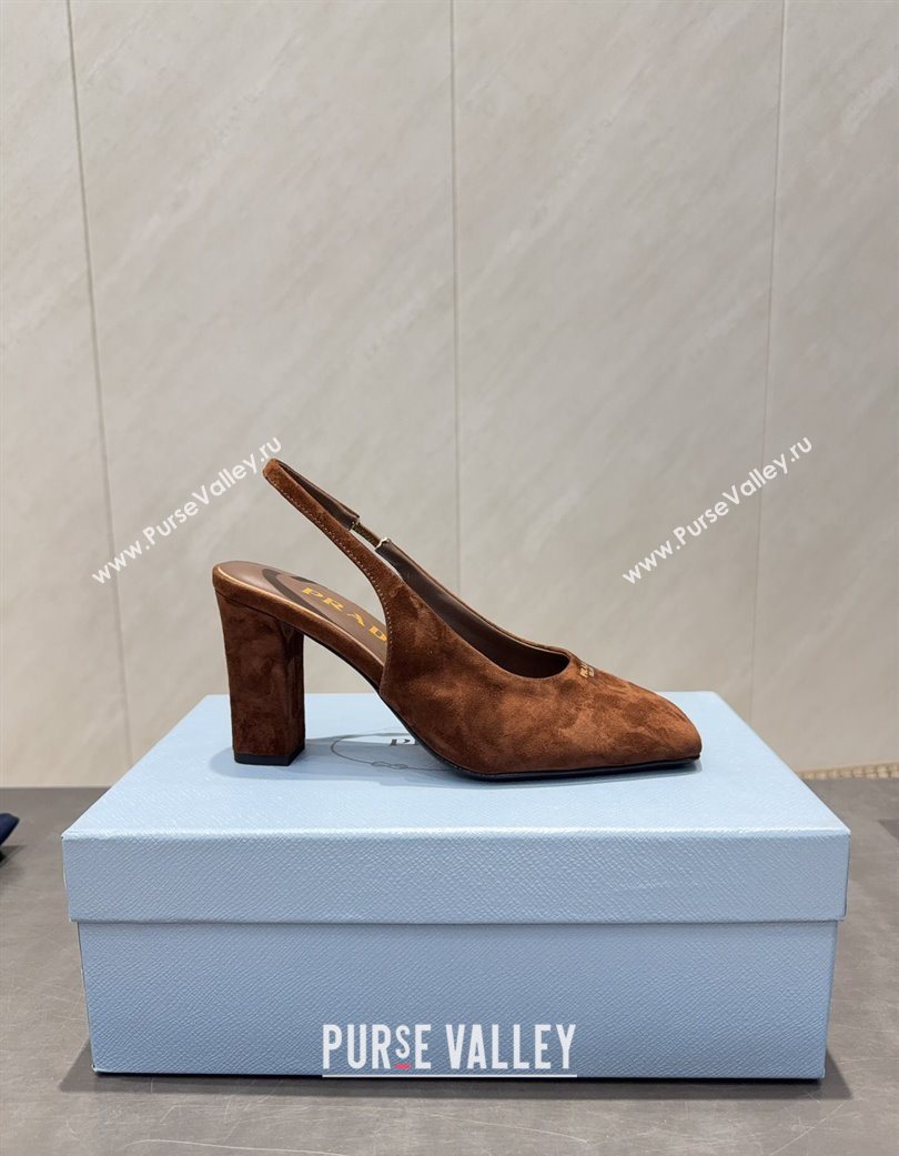 Prada Suede high heel slingbacks pump 8.5cm Brown 2025 1I838N (MD-251205061)