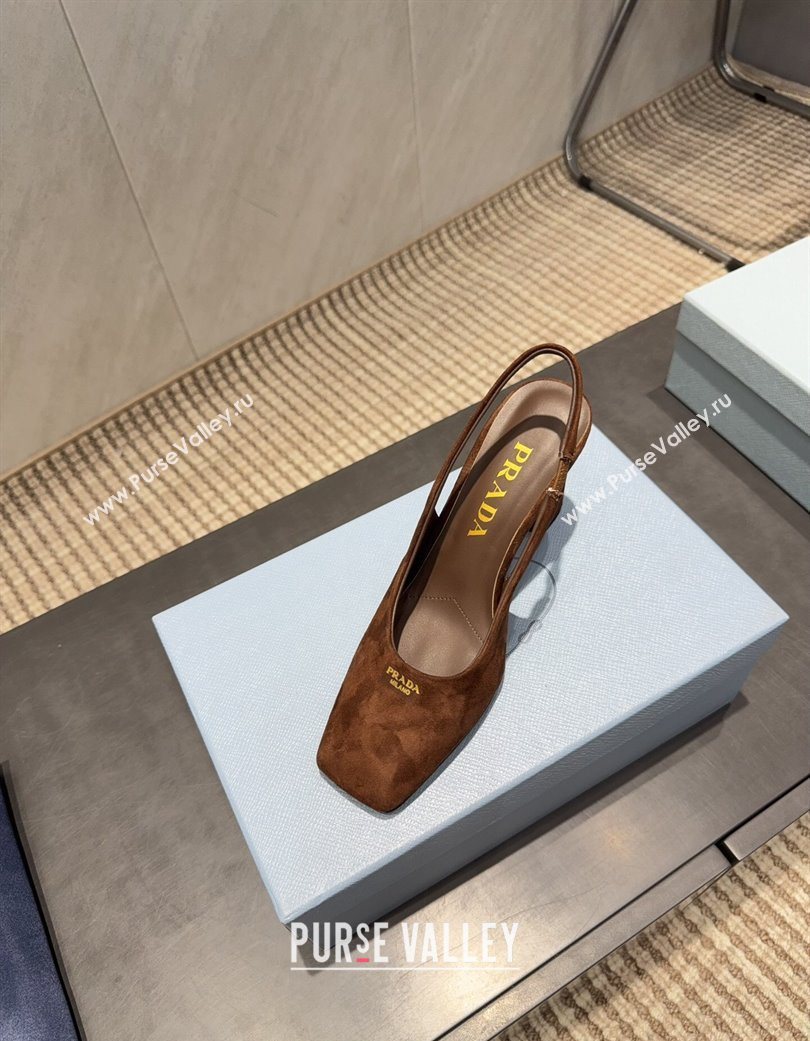 Prada Suede high heel slingbacks pump 8.5cm Brown 2025 1I838N (MD-251205061)
