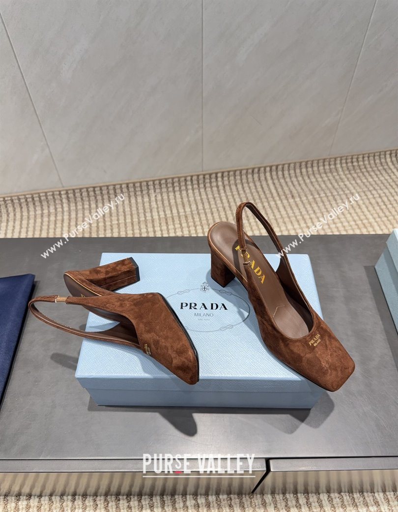 Prada Suede high heel slingbacks pump 8.5cm Brown 2025 1I838N (MD-251205061)