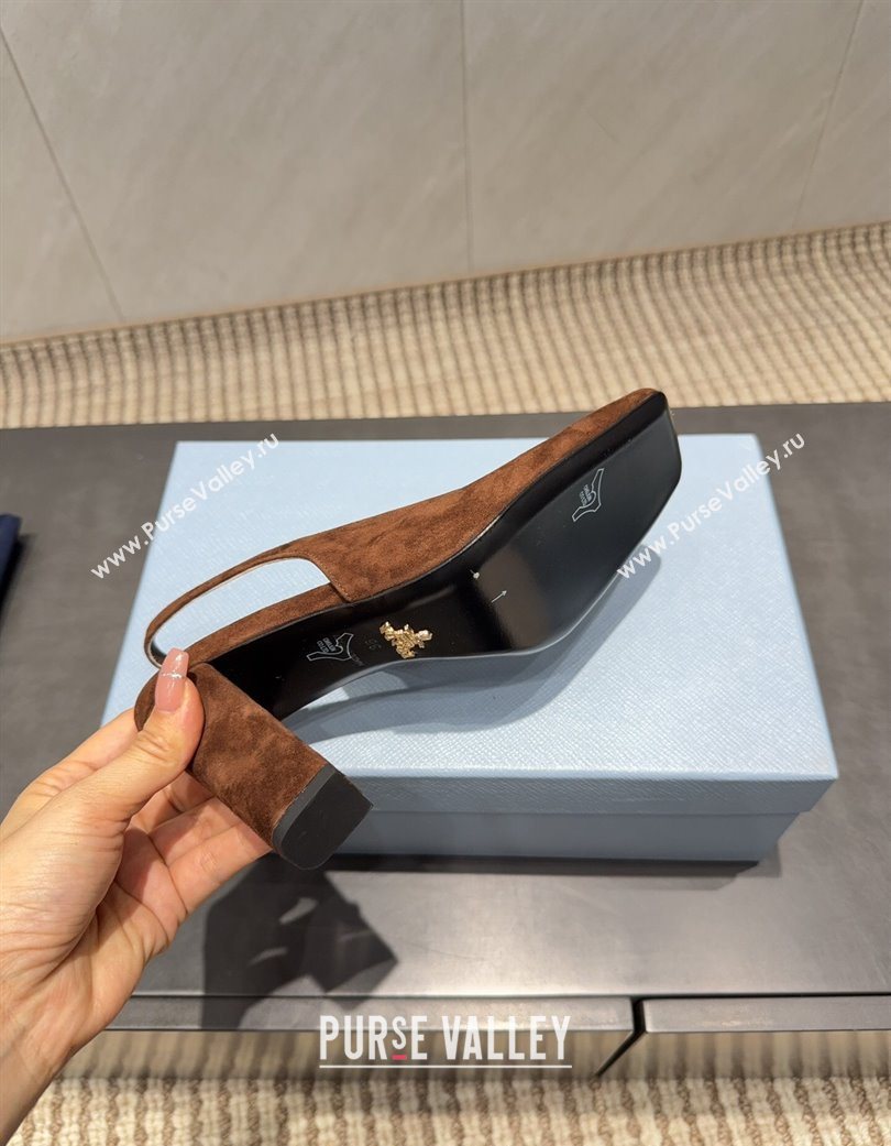 Prada Suede high heel slingbacks pump 8.5cm Brown 2025 1I838N (MD-251205061)