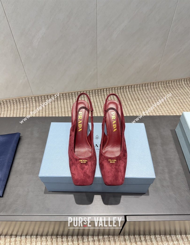 Prada Suede high heel slingbacks pump 8.5cm Red 2025 1I838N (MD-251205062)