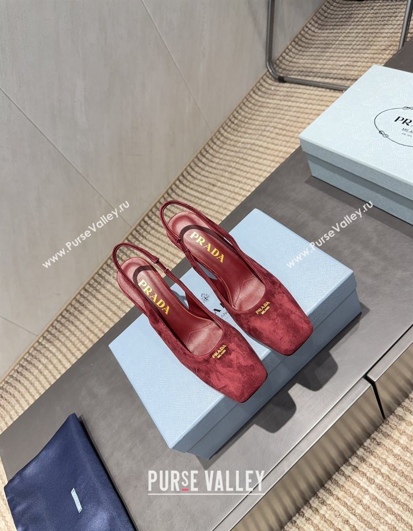Prada Suede high heel slingbacks pump 8.5cm Red 2025 1I838N (MD-251205062)