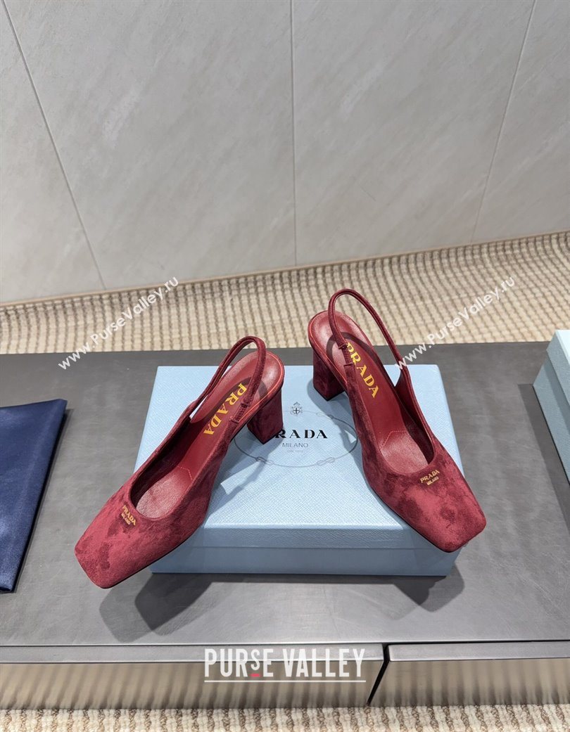 Prada Suede high heel slingbacks pump 8.5cm Red 2025 1I838N (MD-251205062)