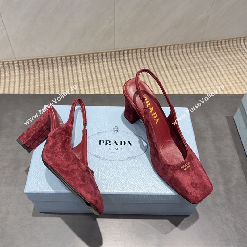Prada Suede high heel slingbacks pump 8.5cm Red 2025 1I838N (MD-251205062)