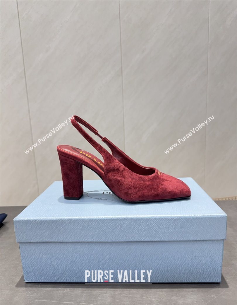Prada Suede high heel slingbacks pump 8.5cm Red 2025 1I838N (MD-251205062)