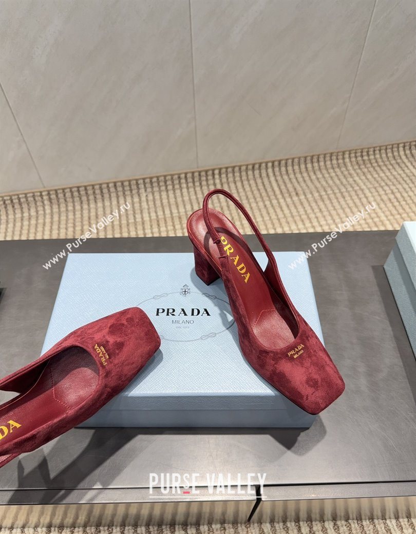 Prada Suede high heel slingbacks pump 8.5cm Red 2025 1I838N (MD-251205062)