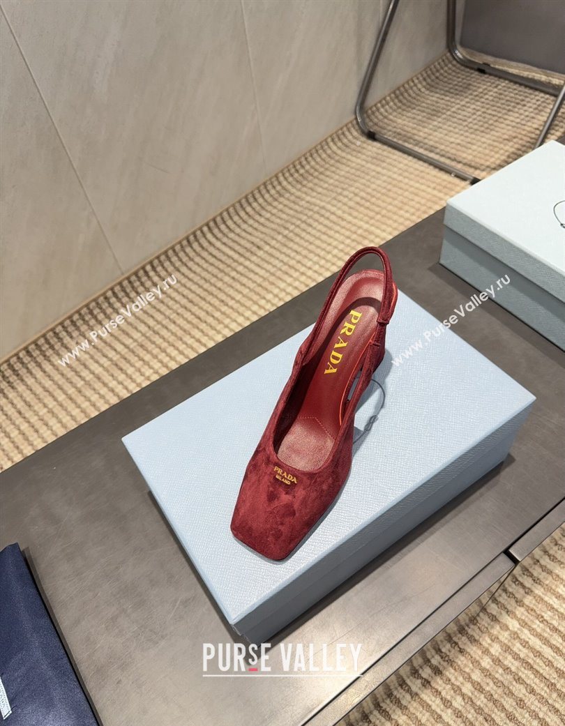 Prada Suede high heel slingbacks pump 8.5cm Red 2025 1I838N (MD-251205062)