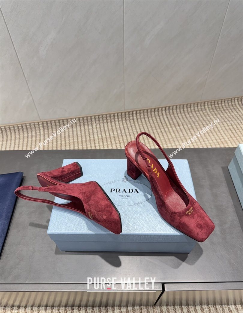 Prada Suede high heel slingbacks pump 8.5cm Red 2025 1I838N (MD-251205062)